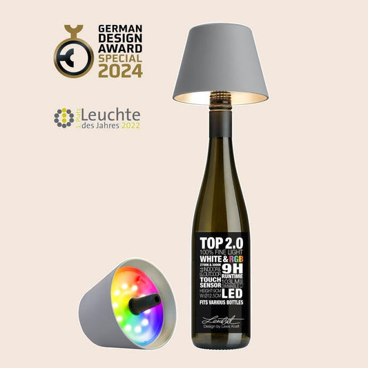 Sompex TOP 2.0 oplaadbare flessenlamp – Grijs