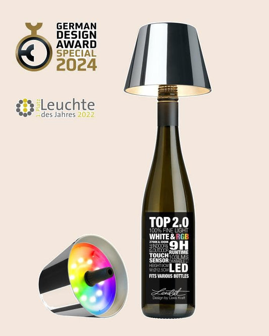 Sompex TOP 2.0 oplaadbare flessenlamp – Chroom
