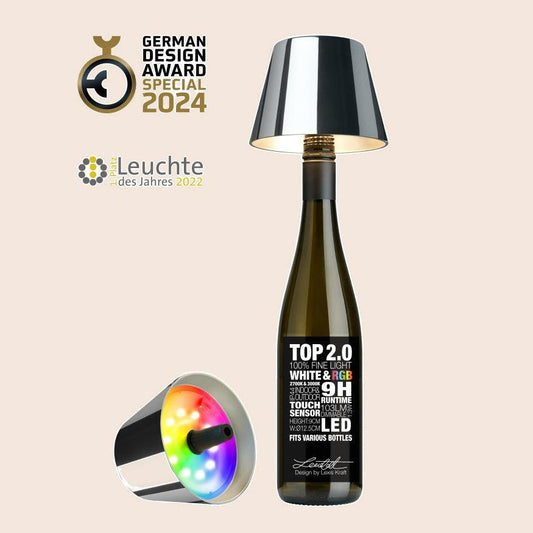 Sompex TOP 2.0 oplaadbare flessenlamp – Chroom