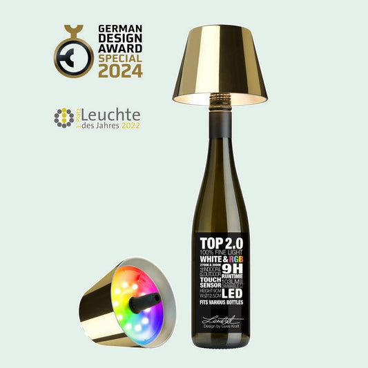 Sompex TOP 2.0 oplaadbare flessenlamp – Goud