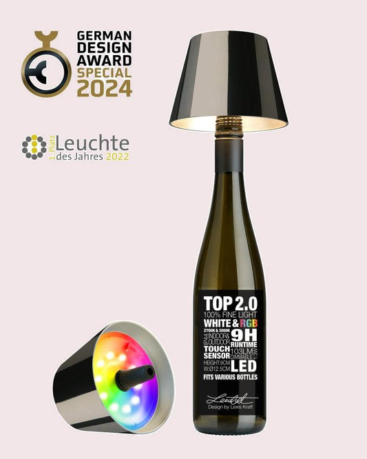 Sompex TOP 2.0 oplaadbare flessenlamp – Space grey