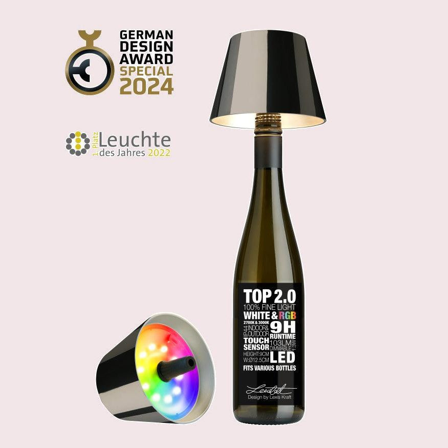 Sompex TOP 2.0 oplaadbare flessenlamp – Space grey