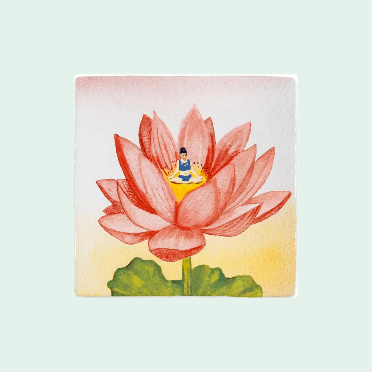 StoryTiles Inner peace – keramische tegel 10x10 cm op een egale pastelachtergrond