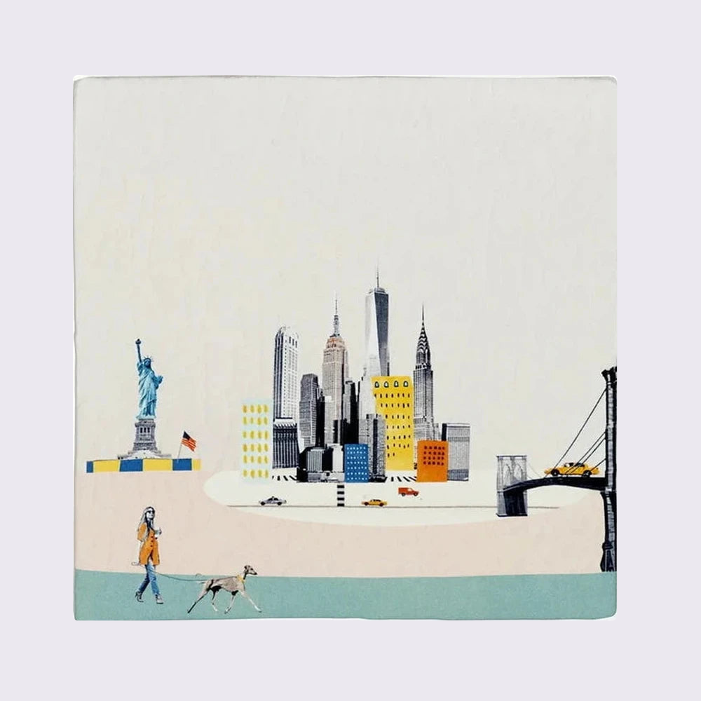 Awakening New York op pastelachtergrond
