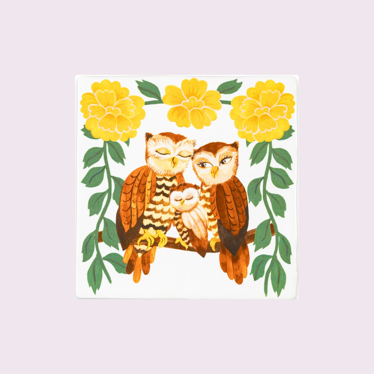 StoryTiles We’ll watch over you, losse tegel van 10 x 10 cm zonder houder op zachte pastelachtergrond