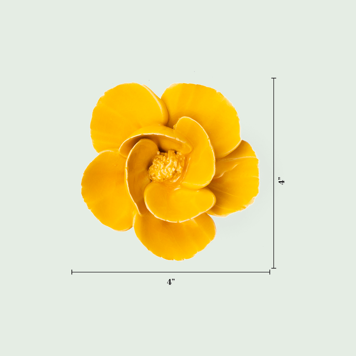 Chive Burnt Yellow Poppy - keramische wandbloem met maataanduiding