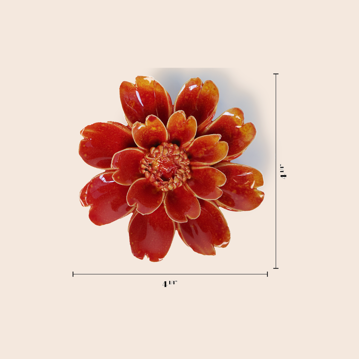 Chive Orange Yellow Paris Daisy - keramische wandbloem met maataanduiding