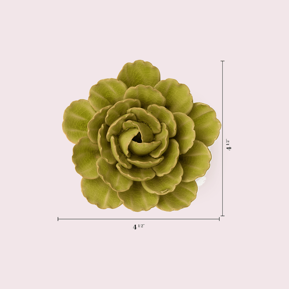 Chive Peridot Keiko Peony - keramische wandbloem met maataanduiding