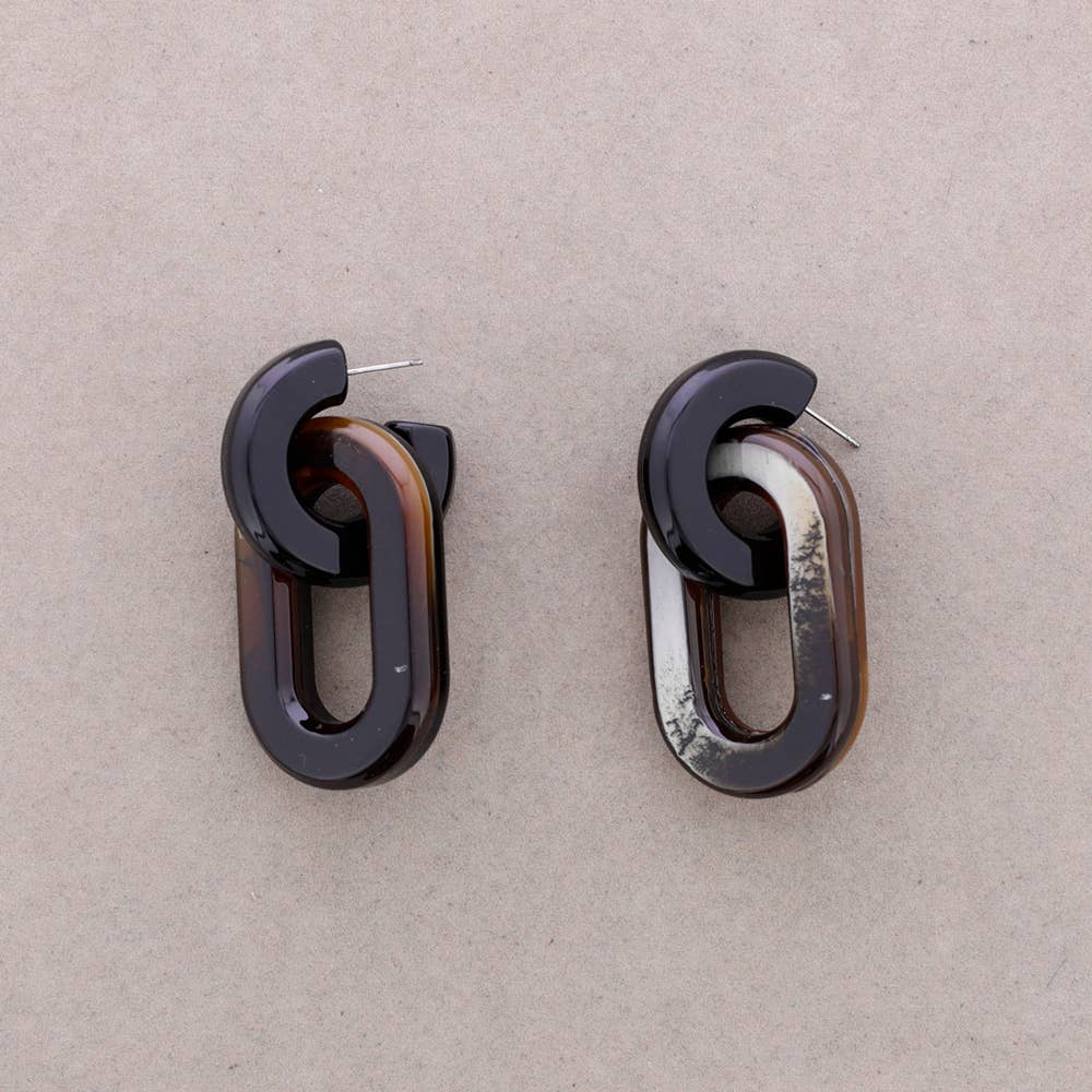 Hanger Oorbellen Hars Ring: Bruin