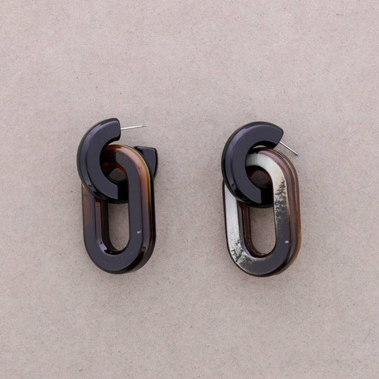 Hanger Oorbellen Hars Ring: Bruin