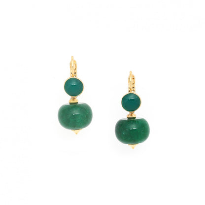 Nature Bijoux Pebbles oorbellen jade groen
