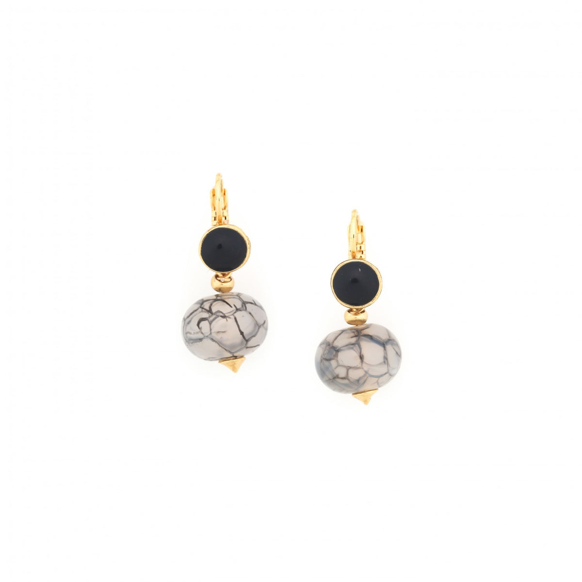 Nature Bijoux Pebbles oorbellen agaat grijs