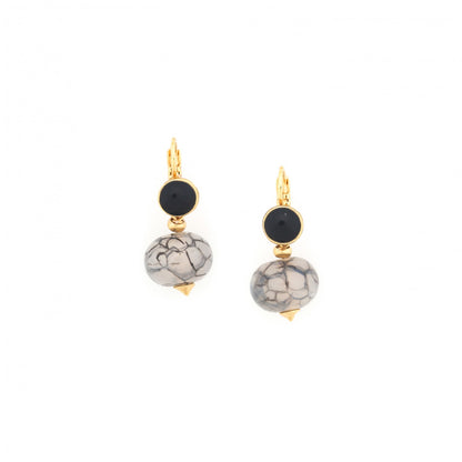Nature Bijoux Pebbles oorbellen agaat grijs