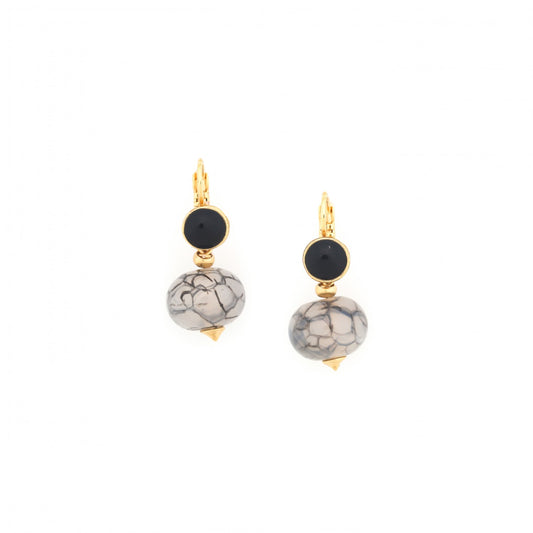 Nature Bijoux Pebbles oorbellen agaat grijs