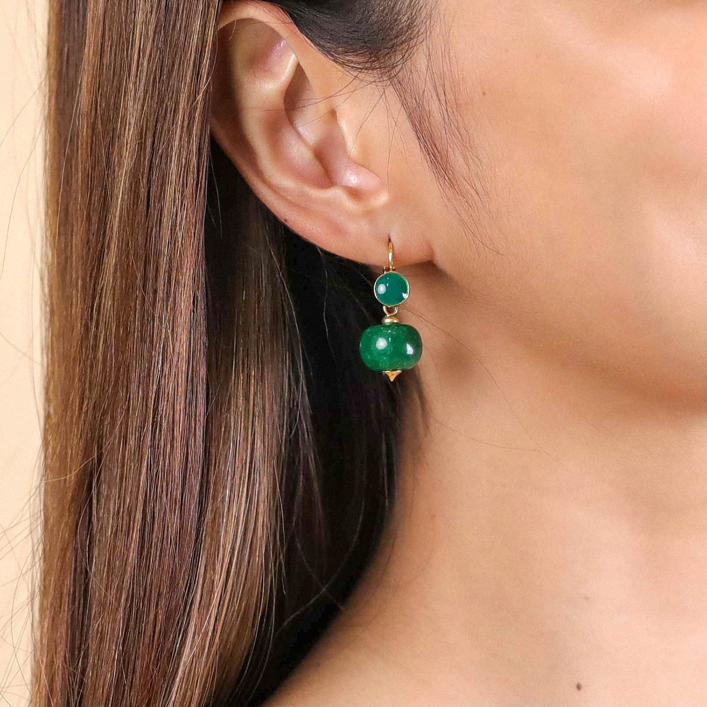 Nature Bijoux Pebbles oorbellen jade groen