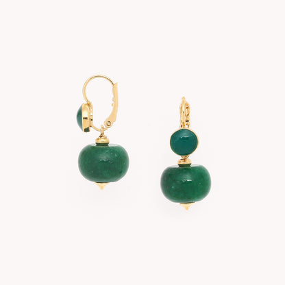 Nature Bijoux Pebbles oorbellen jade groen