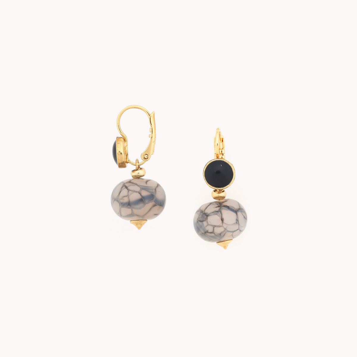Nature Bijoux Pebbles oorbellen agaat grijs