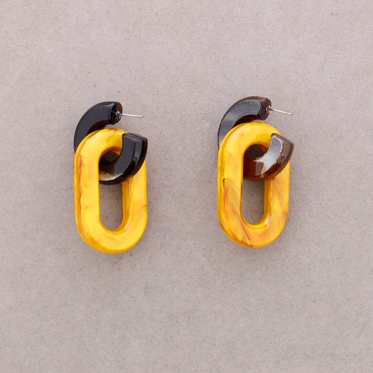 Hanger Oorbellen Hars Ring: Geel