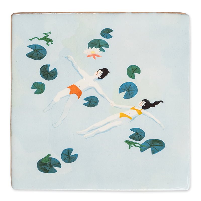 StoryTiles-tegeltje met twee mensen hand in hand in het water