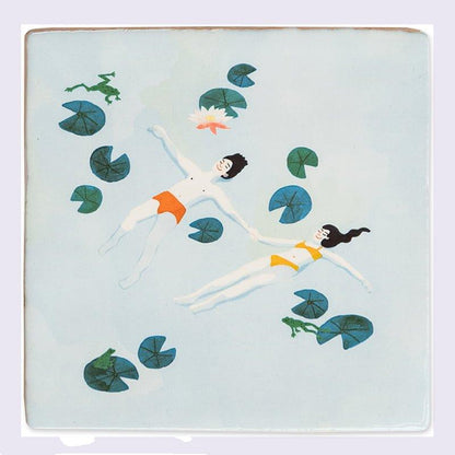StoryTiles-tegeltje met twee mensen hand in hand in het water