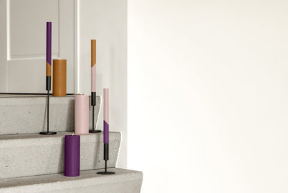 Originalhome Diagonal dinerkaarsen Earthy Plum, set van 3 - sfeerfoto