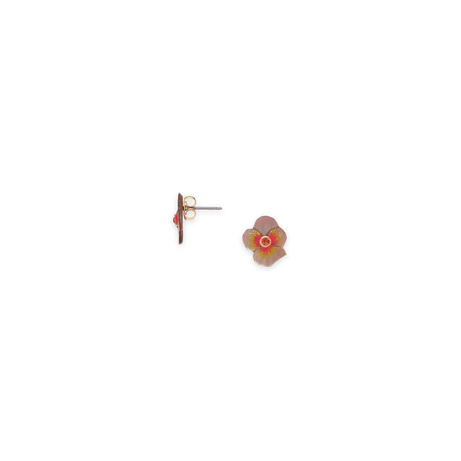 Franck Herval Garance Pansy Flower Mini Stud Earrings afbeelding 2