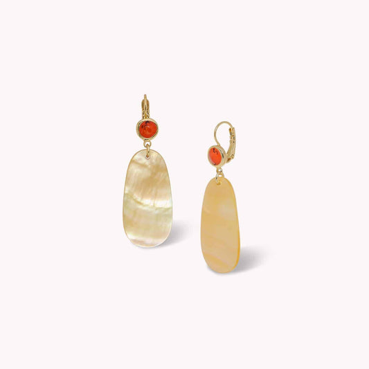 Nature Bijoux Pacifico Y-MOP Orange Coral Earrings afbeelding 1