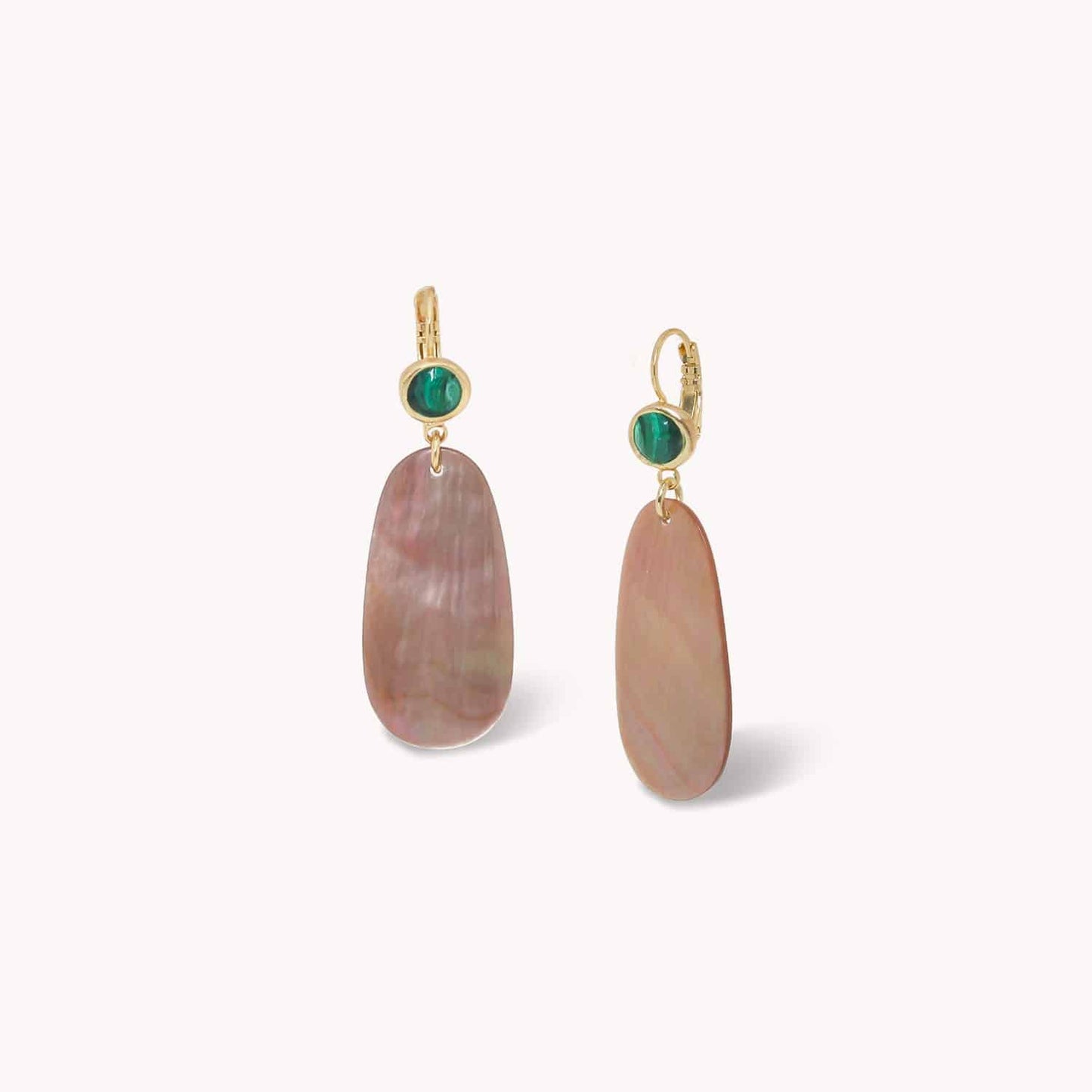 Nature Bijoux Pacifico Brownlip Malachite Earrings afbeelding 1