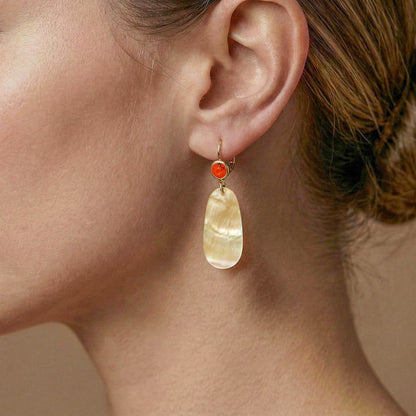 Nature Bijoux Pacifico Y-MOP Orange Coral Earrings afbeelding 2