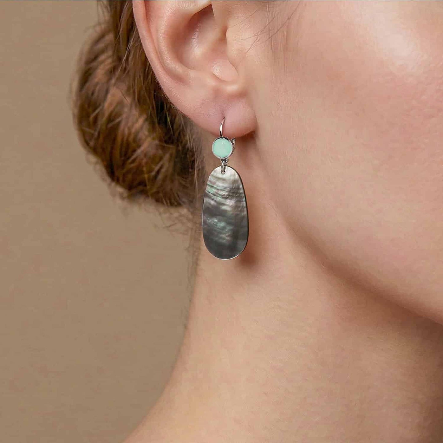 Nature Bijoux Pacifico Black Lip Aqua Earrings afbeelding 2