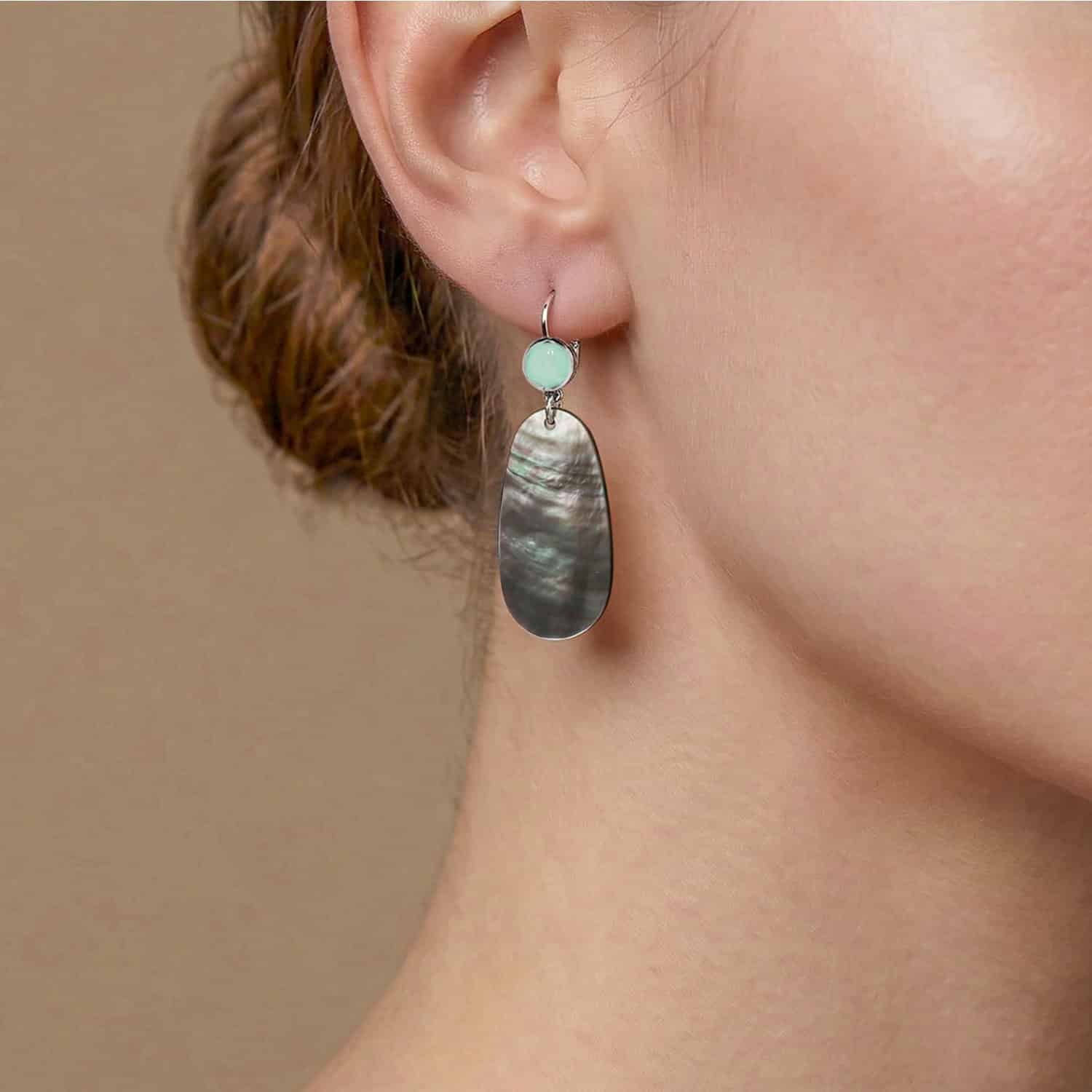Nature Bijoux Pacifico Black Lip Aqua Earrings afbeelding 2