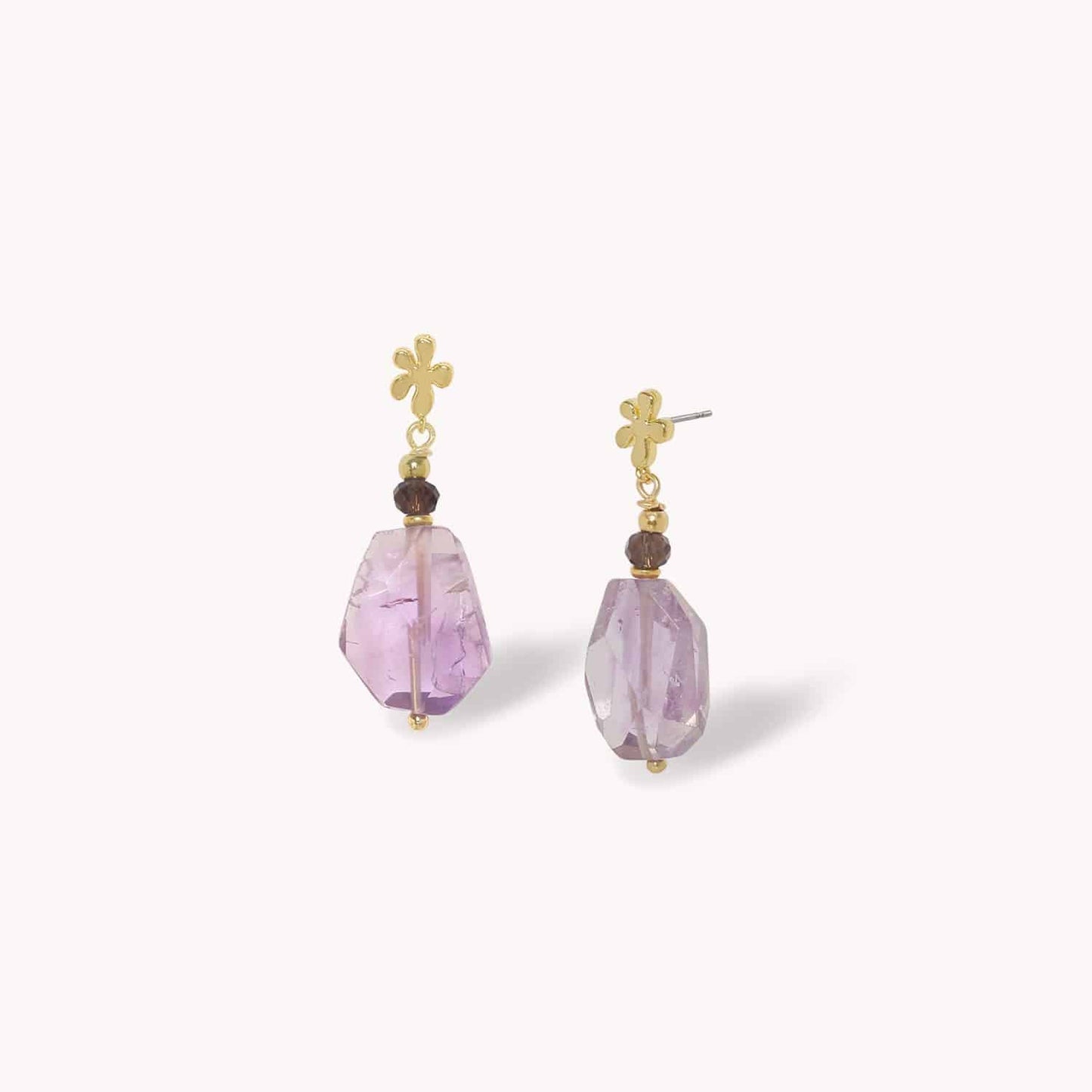 Nature Bijoux Belle de Nuit Post Earrings with Raw Amethyst afbeelding 1