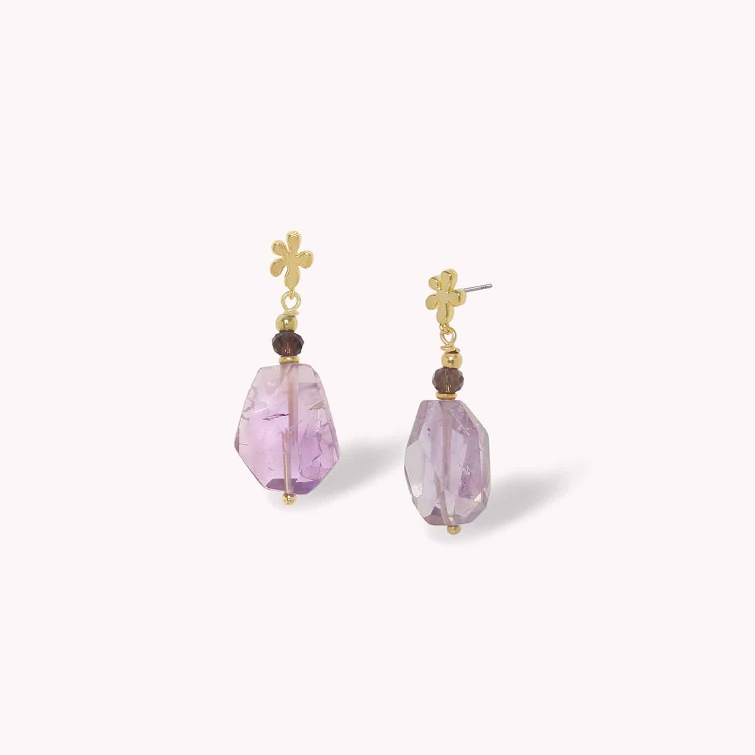 Nature Bijoux Belle de Nuit Post Earrings with Raw Amethyst afbeelding 1