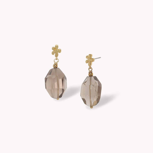 Nature Bijoux Belle de Nuit Small Post Earrings with Smoky Quartz afbeelding 1