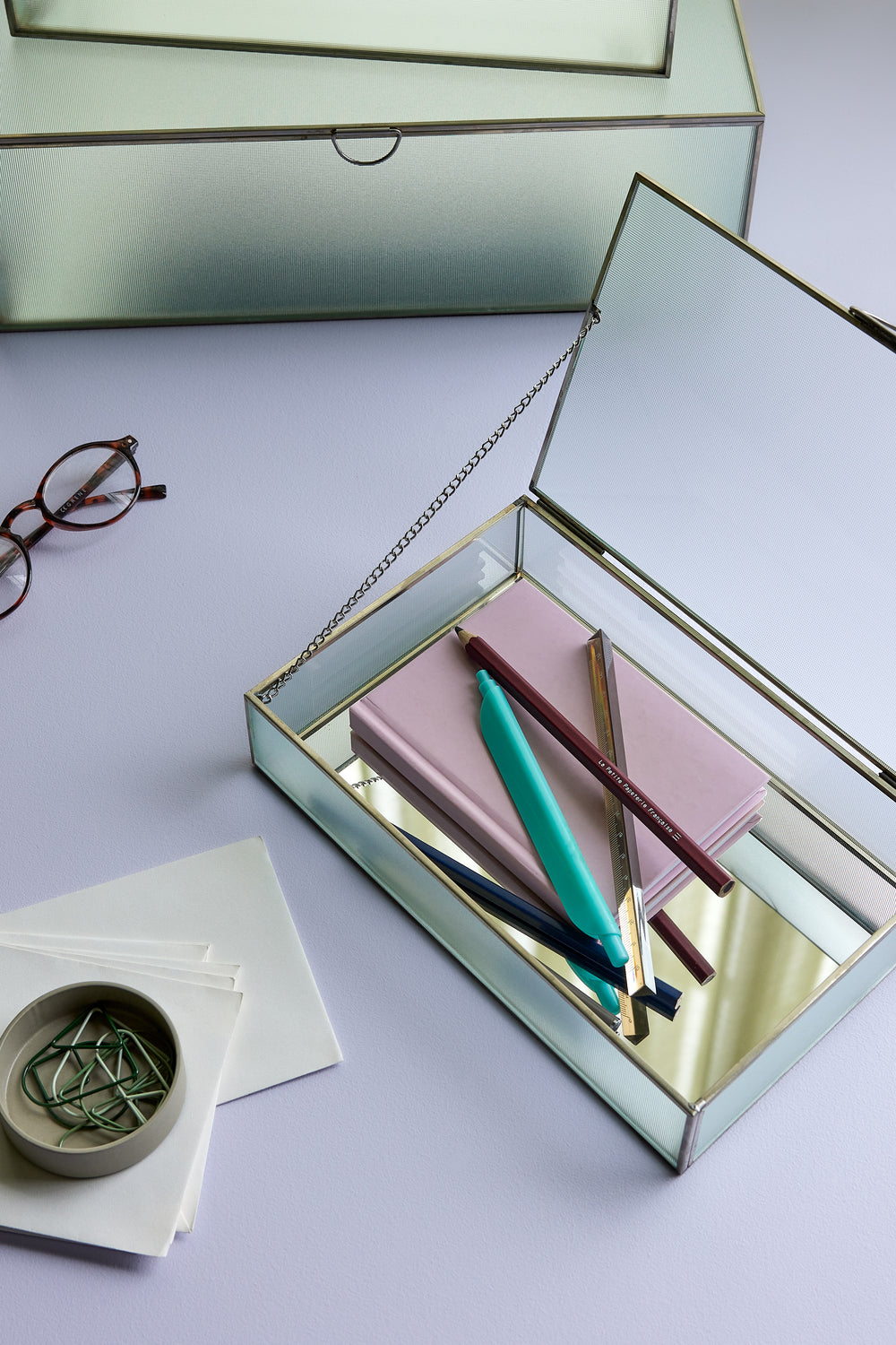 Ripple Glass Boxes Nickel (set of 3)