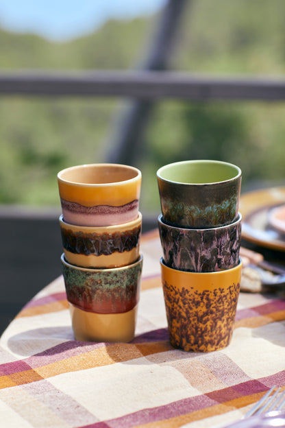 70s ceramics: coffee mug, sunset