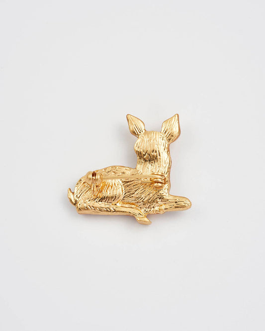Resting Deer Cub Enamel Brooch