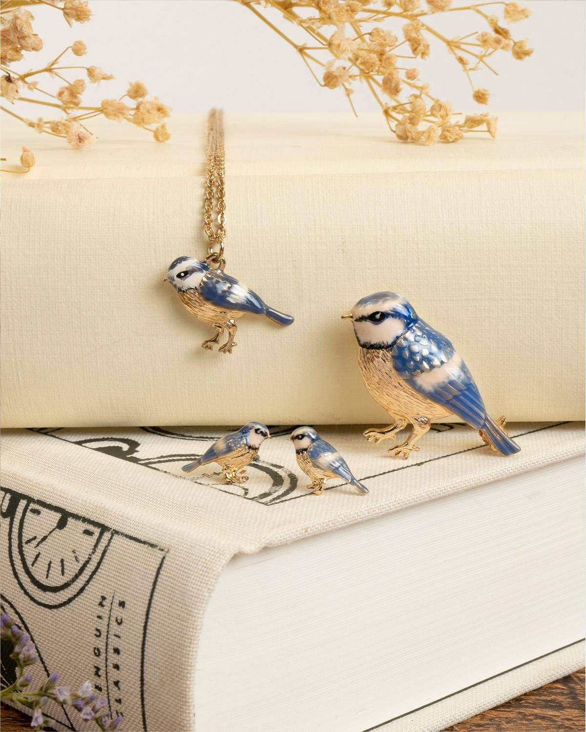 Broche Mésange bleue en émail