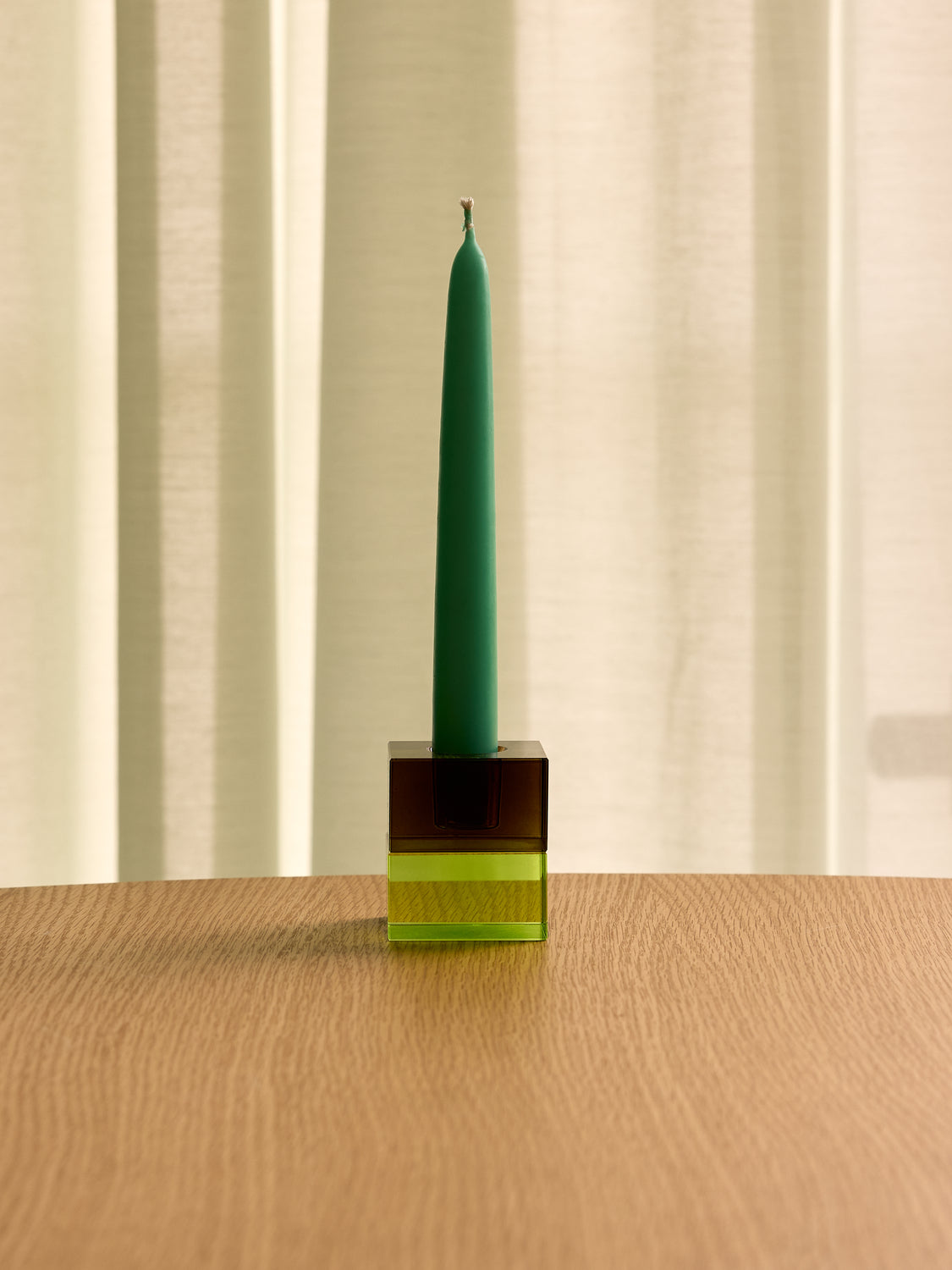 Block Candleholders Brown/Green & Gray/Pink (set of 2)