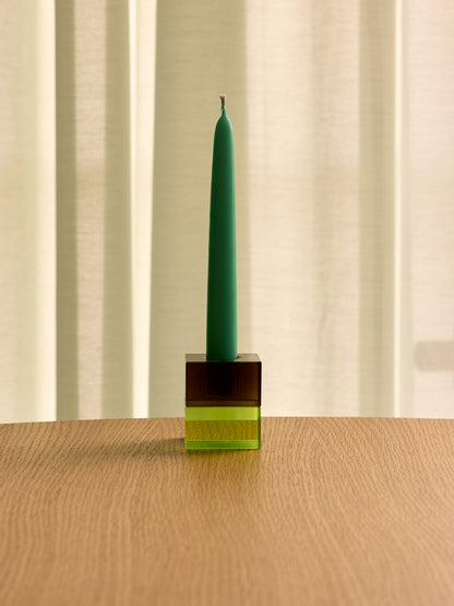 Block Candleholders Brown/Green & Gray/Pink (set of 2)