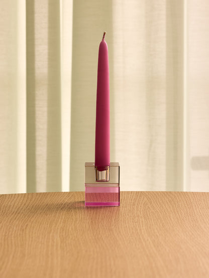 Block Candleholders Brown/Green & Gray/Pink (set of 2)