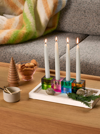 Block Candleholders Brown/Green & Gray/Pink (set of 2)