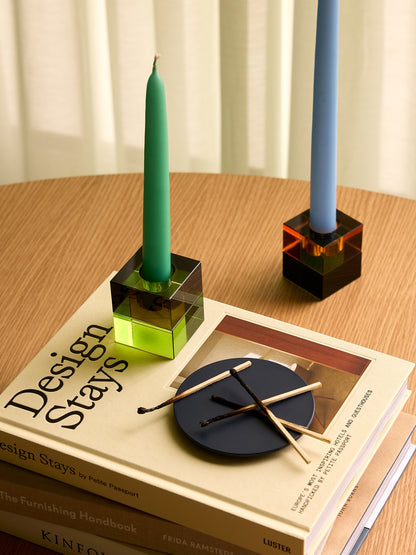 Block Candleholders Green/Blue & Orange/Green (set of 2)