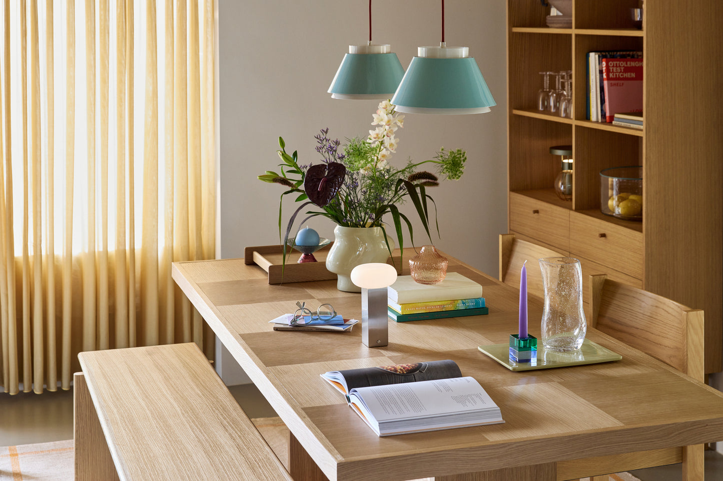 Block Candleholders Green/Blue & Orange/Green (set of 2)