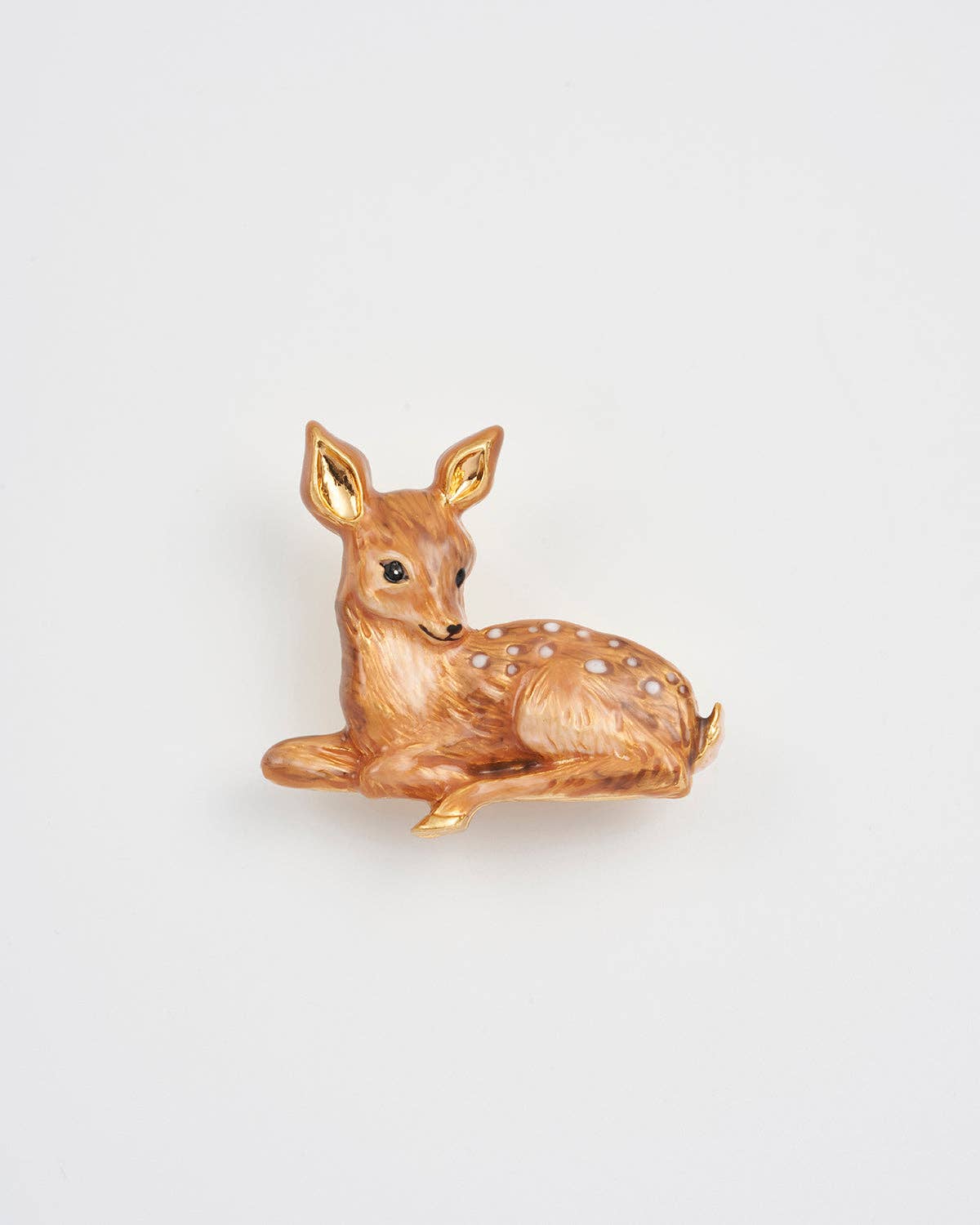 Resting Deer Cub Enamel Brooch