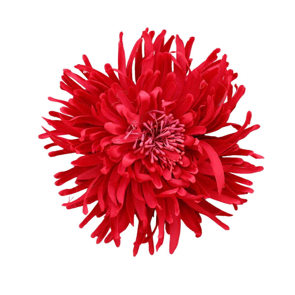 Bloemenbroche van stof, 16 cm: Rood