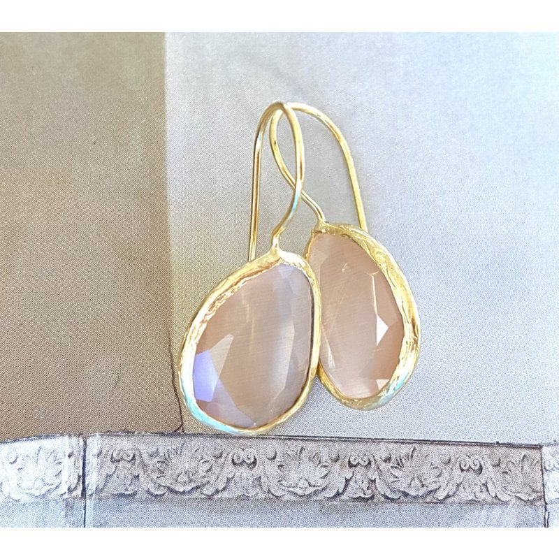 Oorbellen cateye steen nude