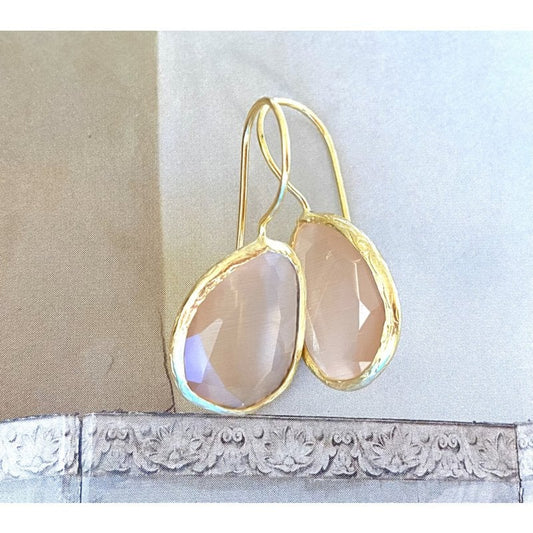 Oorbellen cateye steen nude