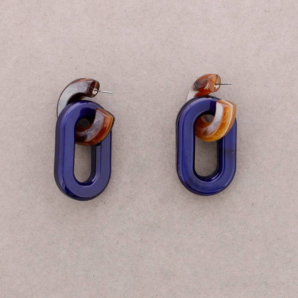 Hanger Oorbellen Hars Ring: Blauw