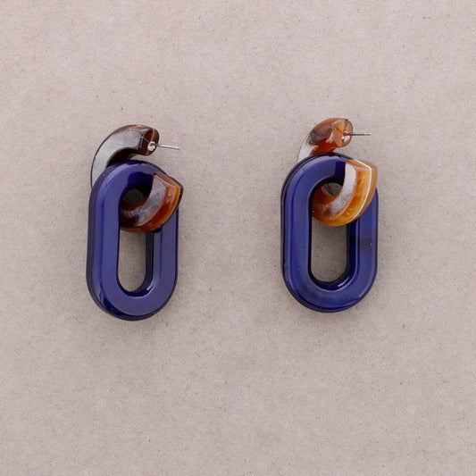 Hanger Oorbellen Hars Ring: Blauw